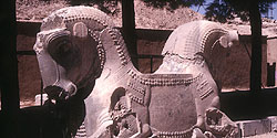 Doppelpferd als Kapitell in Persepolis
